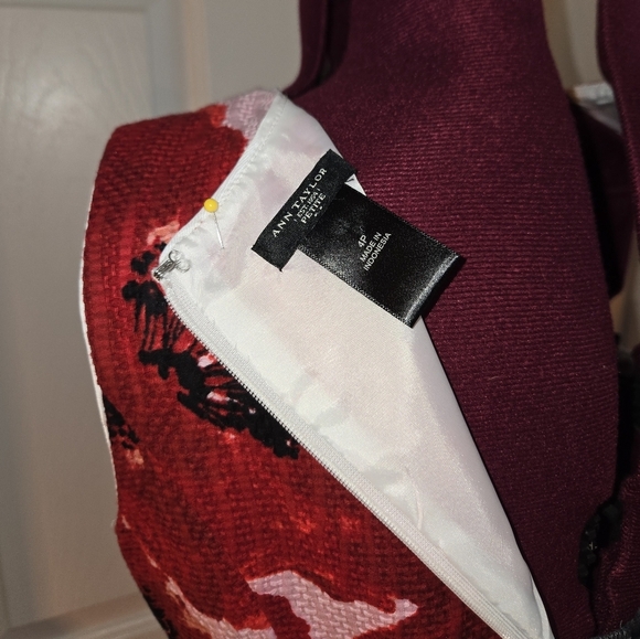 Ann Taylor 4P Red Poppies Print Cotton Midi Dress - Picture 2 of 13